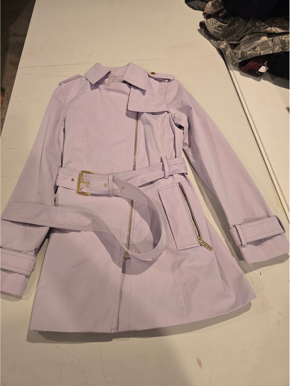 Michael Kors Women's Lilac Belted Trench Coat Jacket XS